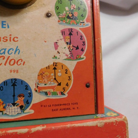 Vintage Fisher Price Music Box Teaching Clock Toy 1968 - Picture 4 of 10